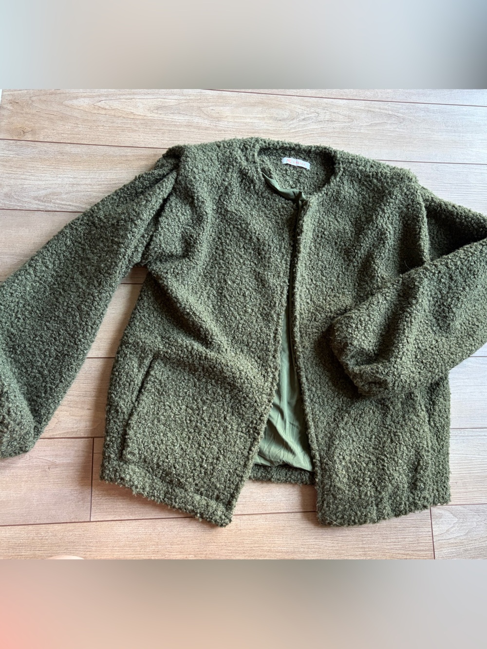 Kirundo Olive Green Open-Front Women’s Sweater Jacket